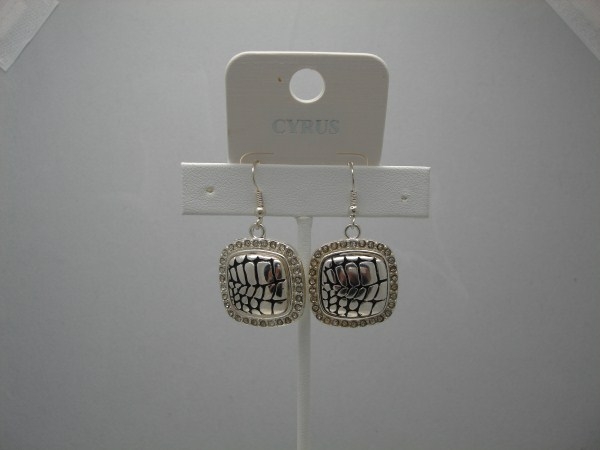 Silver Tone Earring W/ Crystal Stone